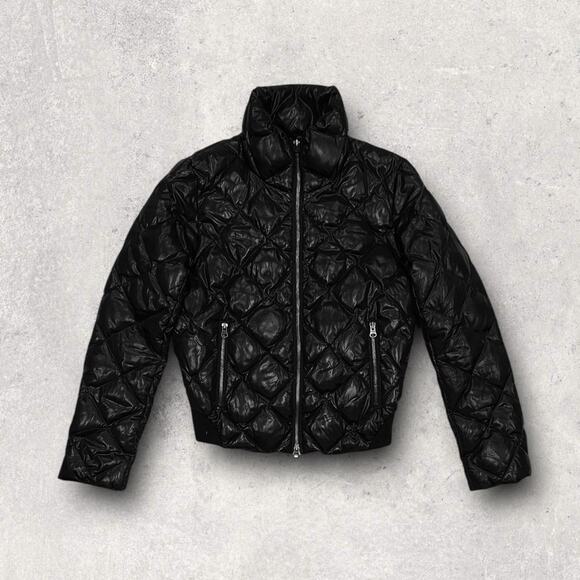 ★ Quilted Full-Zip Black Puffer Jacket w/ Diamond Stitch Design ★ - Picture 6 of 6